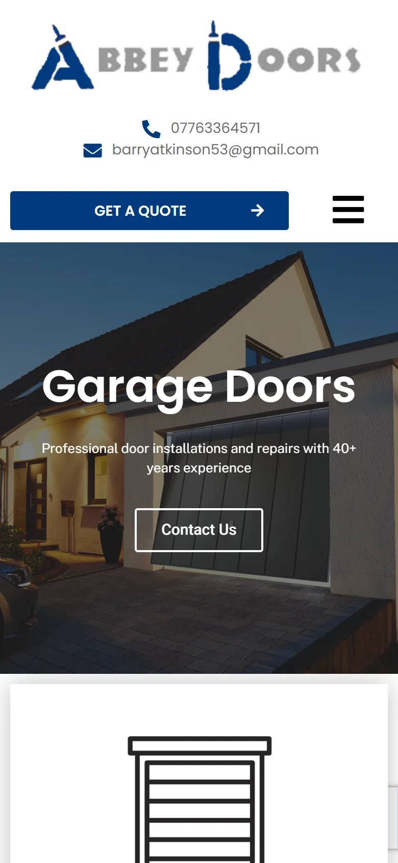 Abbey Doors website on a phone