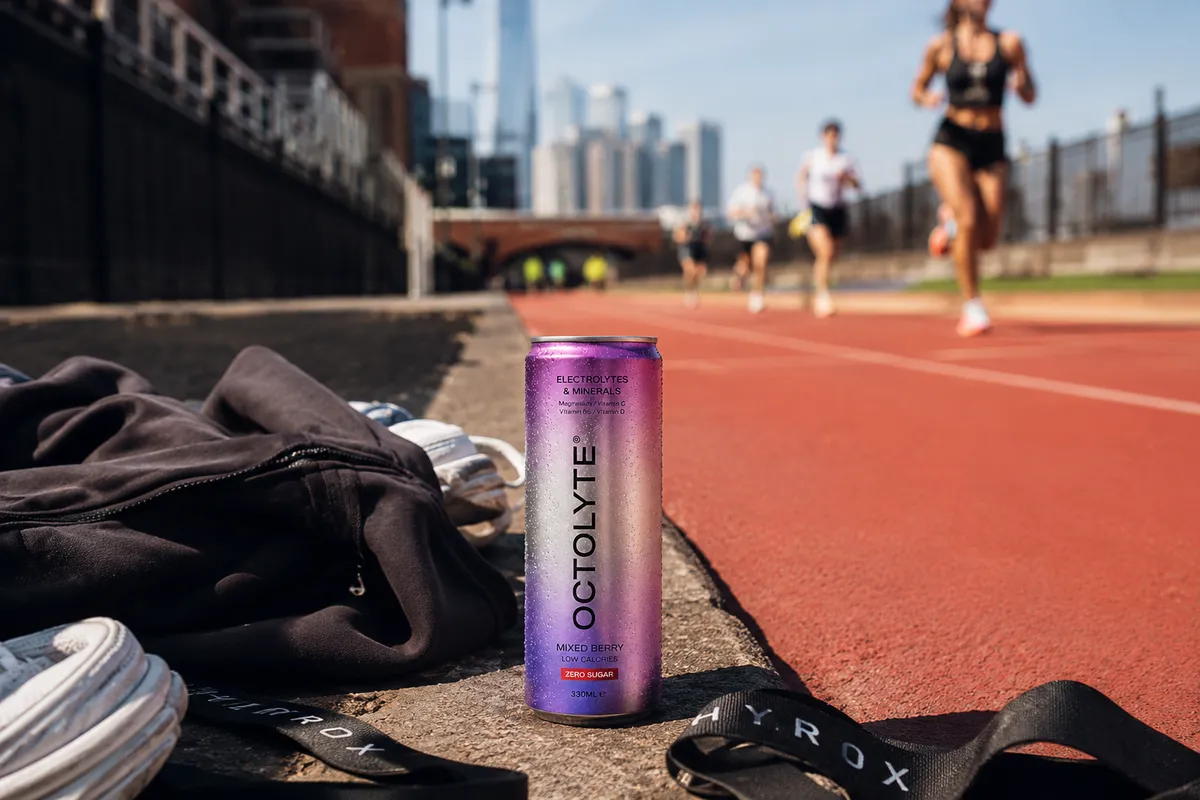 Octolyte can on a running track