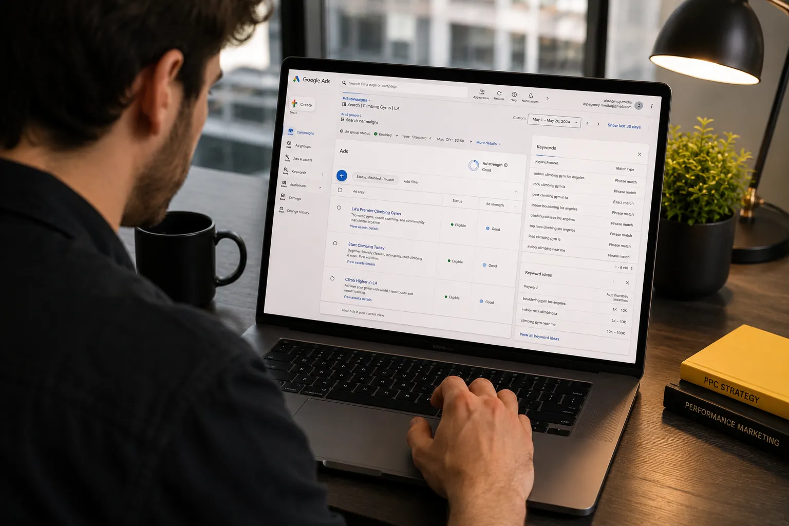 Google Ads campaign build with ad copy and keywords
