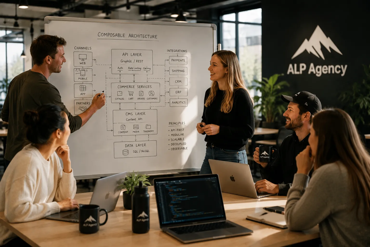 Engineers designing a headless CMS architecture