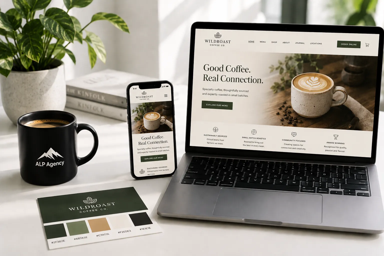 WordPress project showing a responsive site across devices